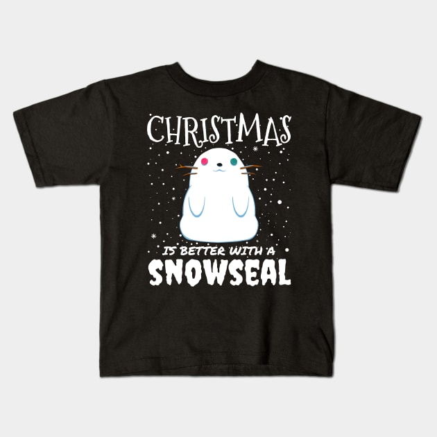 Christmas Is Better With A Snowseal - Christmas cute snow seal gift Kids T-Shirt by mrbitdot